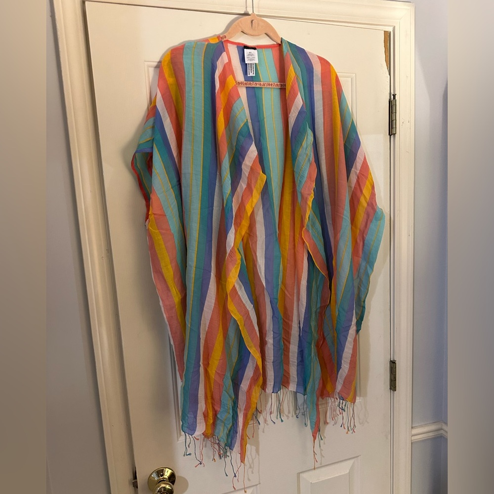 J.Crew swimsuit cover up striped with fringe